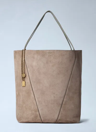 CHLOÉ CHLOÉ WOMEN LARGE SUEDE SPIN TOTE BAG