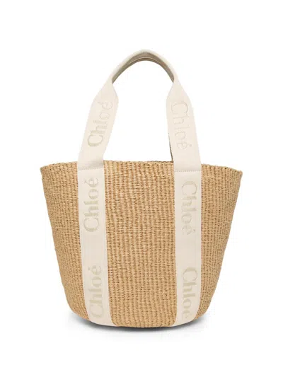 Chloé Women's Large Woody Basket Tote Bag In Gray
