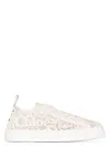 Chloé Lauren Scalloped Leather-trimmed Lace High-top Sneakers In Mildbeige