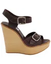 Chloé Women's Leather Buckle Wedge Wooden Sandal (authentic Pre-loved) In Animal Print