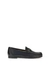 Chloé Leather Logo Chain Penny Loafers In Black