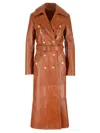 Chloé Utilitarian Trench Coat In Soft Leather Orange Size 8 100% Lambskin In Brown
