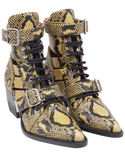 Chloé Women's Leather Rylee Snake-effect Bootie (authentic Pre-loved) In Animal Print