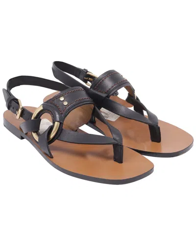 Chloé Women's Leather Slingback Thong Sandal (authentic Pre-loved) In Black