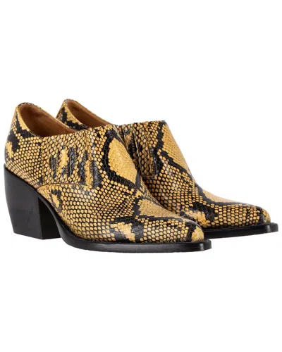 CHLOÉ CHLOÉ WOMEN'S LEATHER SNAKESKIN-EMBOSSED RYLEE ANKLE BOOT (AUTHENTIC PRE-  LOVED)