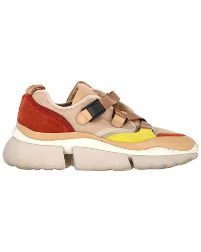 Pre-owned Chloé Women's Leather Sonnie Low-top Sneaker In Multicolor Leather And Mesh (authentic Pre-loved)