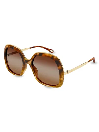 Chloé Women's Leia 56mm Rectangular Sunglasses In Brown