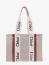 Chloé Linen Shoulder Bag With Logo Print.this Bag Is Made With Lower Environmental Impact Material