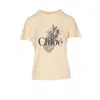 Chloé Pink Crewneck T-shirt With Maxi Logo Print On The Front In Cotton Woman In Neutral
