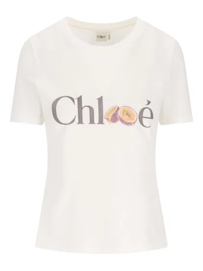 Chloé Passion Fruit Print Baby Fit Cotton Jersey T-shirt In White