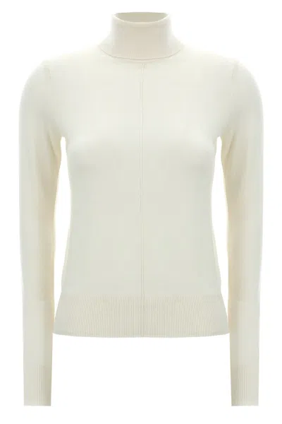 Chloé White Logo Embroidery Turtleneck Sweater