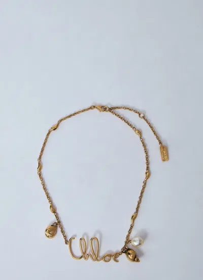 Chloé Women Logo Motif Necklace In Gold