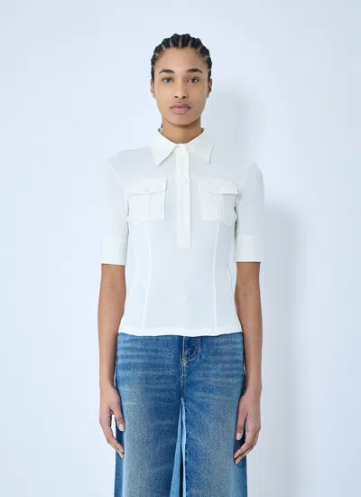 Chloé Women Logo Motif Polo Top In White