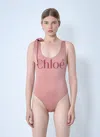 Chloé Maxi Logo Knotted Strap One-piece Swimsuit