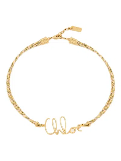 Chloé Women Logo Necklace In Gold