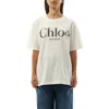 Chloé White Crewneck T-shirt With Logo Print On The Front In Cotton Woman In White
