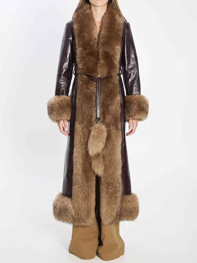Chloé Chloe Women Long Column-style Leather Coat In Multi