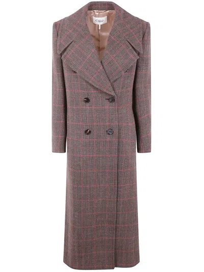 Chloé Chloe Women Long Double Breast Coat In Brown