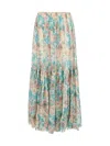 Chloé Pleated Tiered Floral-print Silk-chiffon Maxi Skirt