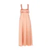 Chloé Sleeveless Shirred Silk Satin Midi Dress