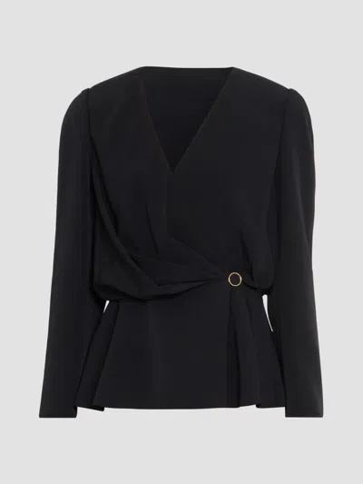 Chloé Women's Long-sleeve Wrap Blouse In Black