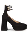Chloé 100mm Loti Suede Platform Block-heel Pumps In Black