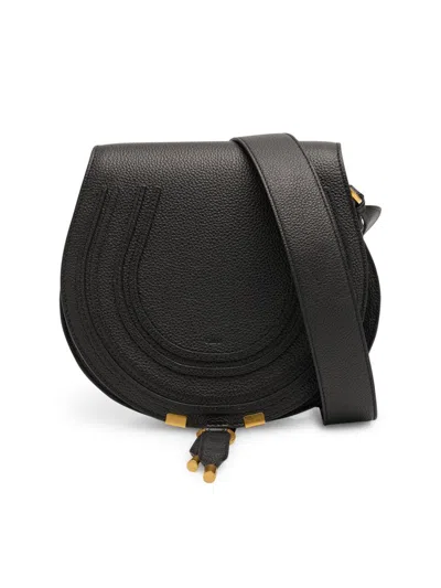 Chloé Small Leather Marcie Saddle Bag In Black