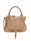 Chloé Marcie Small Satchel Bag In Shiny Calfskin In Light Tan