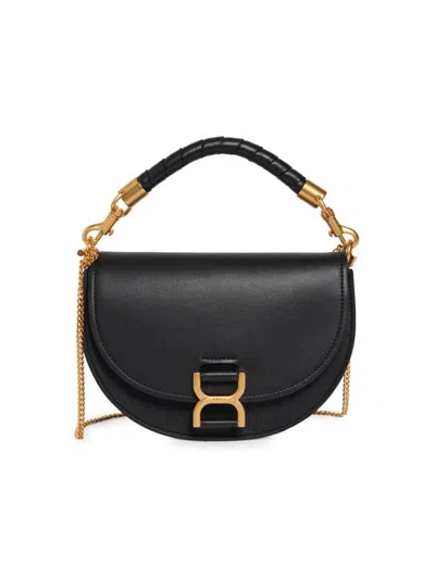 Chloé Women's Marcie Leather Top Handle Saddle Bag In Black
