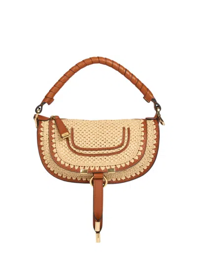 Chloé Women's Marcie Leather-trim Raffia Shoulder Bag In Red
