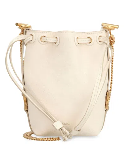 Chloé Off-white Micro Marcie Bucket Bag In Panna