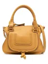 Chloé Marcie Medium Double Carry Satchel Bag In Grained Leather In Honeygold