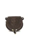 Chloé Marcie Leather-trimmed Suede Shoulder Bag In Brown
