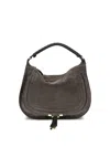 Chloé Marcie Medium Black Shoulder Bag With Logo Lettering On The Front In Suede Woman In Brown
