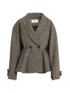 Chloé Double-breasted Herringbone Oversized Peplum Coat In Brown