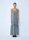 Chloé Women Maxi Silk Dress In Blue