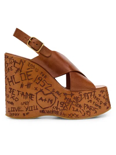 CHLOÉ WOMEN'S MAXIME 130MM LEATHER PLATFORM SANDALS