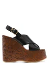 Chloé Maxime Leather Slingback Platform Wedge Sandals In Black