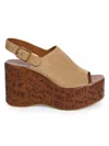 Chloé Desert Sand Beige Suede Calf Leather Maxime Wedges Sandals In Brown