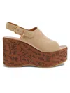 Chloé Desert Sand Beige Suede Calf Leather Maxime Wedges Sandals In Brown