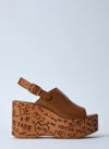 Chloé Maxime Leather Slingback Platform Sandals In Brown