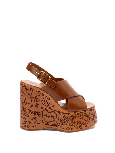 CHLOÉ CHLOE WOMEN `MAXIME` WEDGE SANDALS