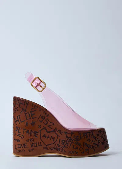 Chloé Women Maxime Wedge Sandals In Pink
