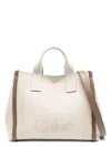Chloé Womens Carry Medium Canvas Tote Bag Vegetal Beige In Beige