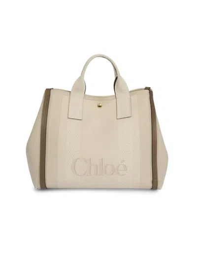 Chloé Women's Medium Logo Canvas & Leather Tote Bag In Brown