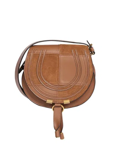 Chloé Women's Medium Marcie Grained Leather & Suede Saddle Bag In Brown