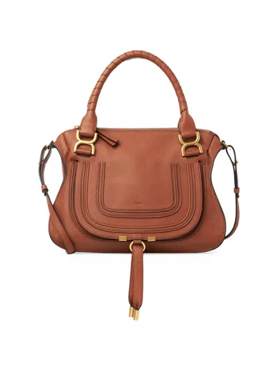 Chloé Women's Medium Marcie Leather Double Carry Satchel In Brown