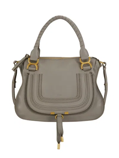 Chloé Women's Medium Marcie Leather Double Carry Satchel In Cashmere Grey