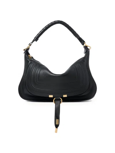 Chloé Women's Medium Marcie Smooth Leather Shoulder Bag In Black