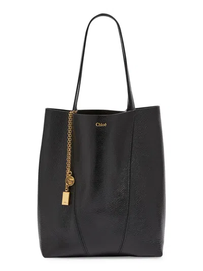 Chloé Women's Medium Spin Sweet Leather Tote Bag In Black